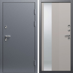 Входная дверь Termo-Door Сибирь Серебро Антик - Зеркало Люмис Капучино