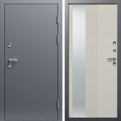 Входная дверь Termo-Door Сибирь Серебро Антик - Зеркало Люмис Соновая Кость