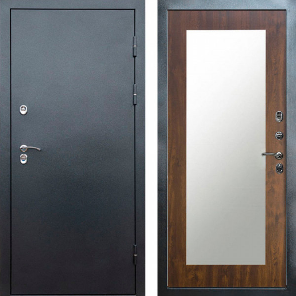 Входная дверь Termo-Door Сибирь Серебро Антик - Зеркало Триумф дуб