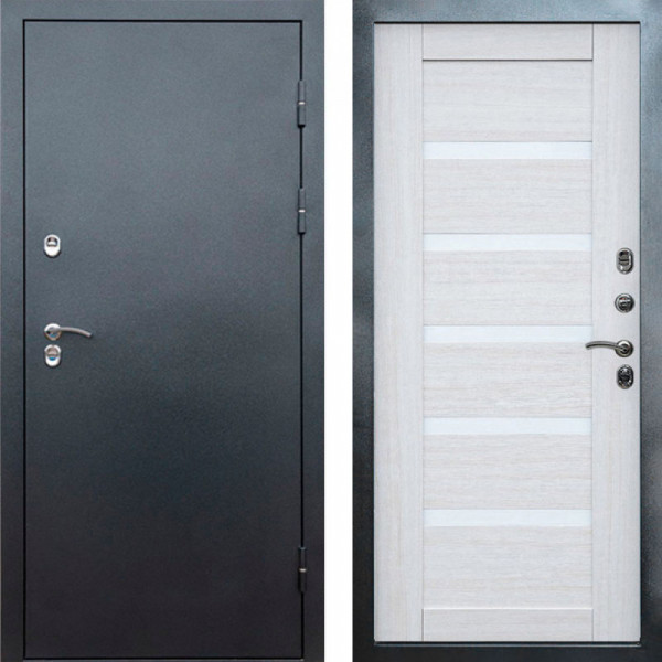 Входная дверь Termo-Door Сибирь Серебро Антик - Зеркало Триумф Царга лиственница 4500 / 5500