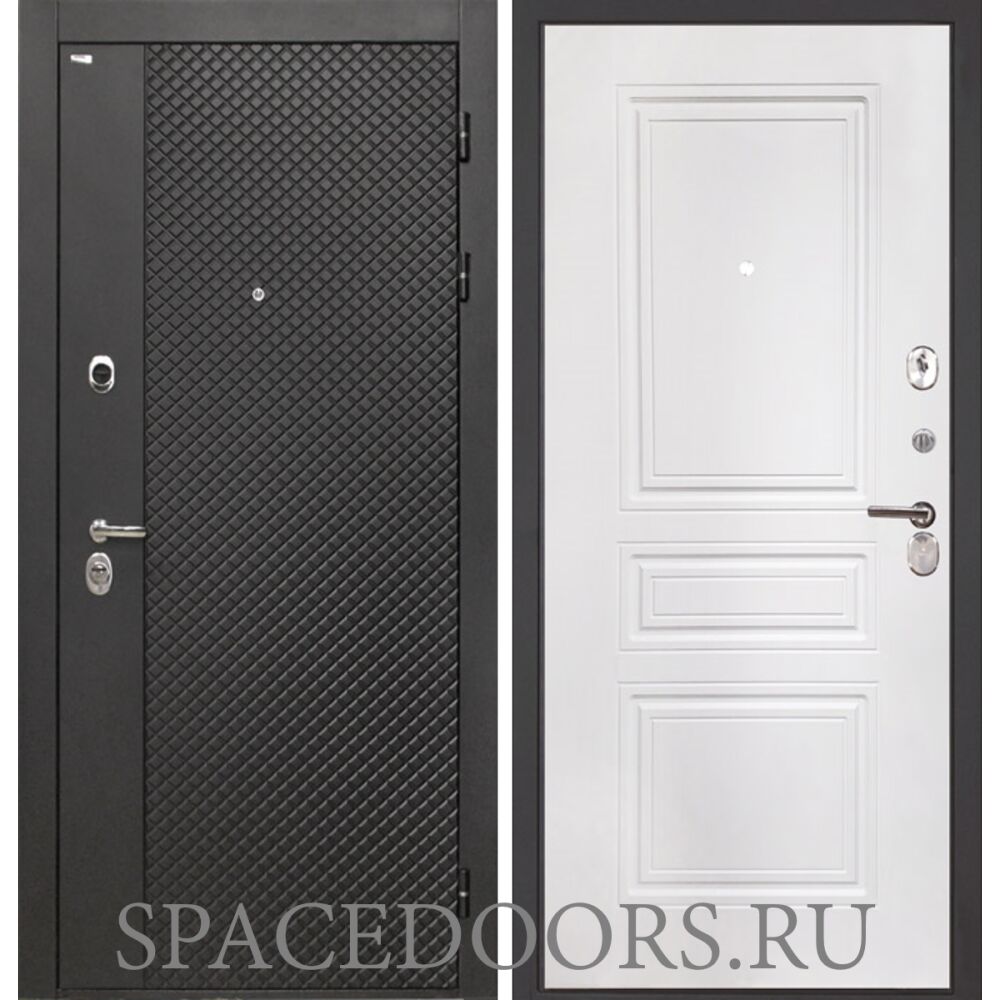 Входная дверь Интекрон Олимпия Black Белая матовая ФЛ-243-М