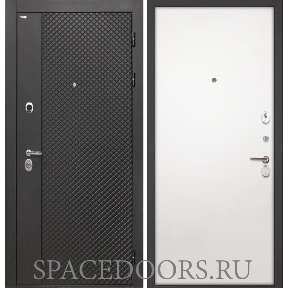 Входная дверь Интекрон Олимпия Black Силк Сноу гладкая (белая)