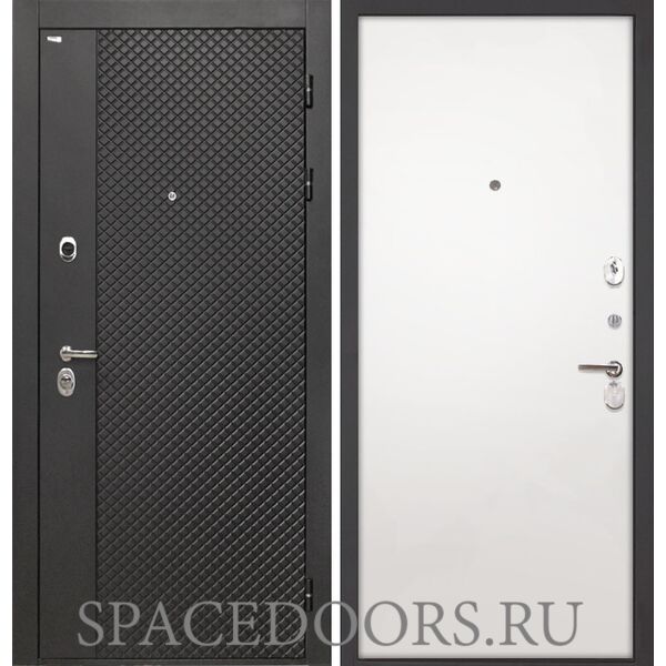 Входная дверь Интекрон Олимпия Black Силк Сноу гладкая (белая)