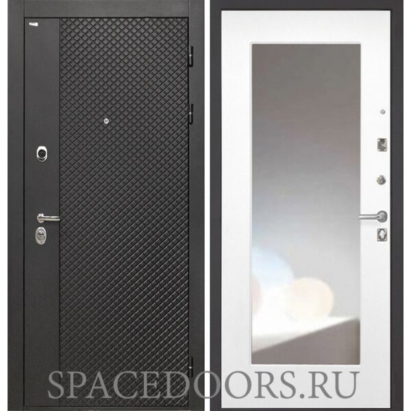 Входная дверь Интекрон Олимпия Black Белая Матовая с Зеркалом ФЛЗ-120-М Max