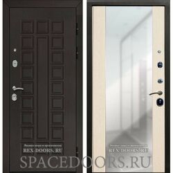 Входная дверь Йошкар-Ола Сенатор СБ-16 с зеркалом Венге / Лиственница беж