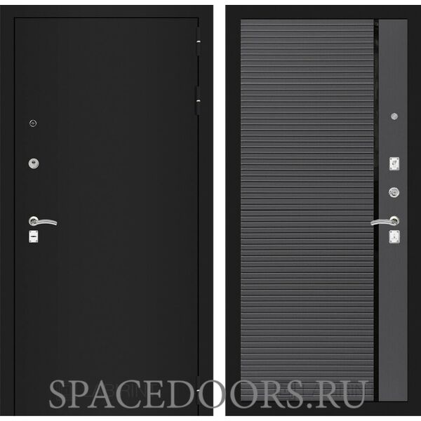Входная дверь Лабиринт CLASSIC шагрень черная 22 - Графит софт, черная вставка