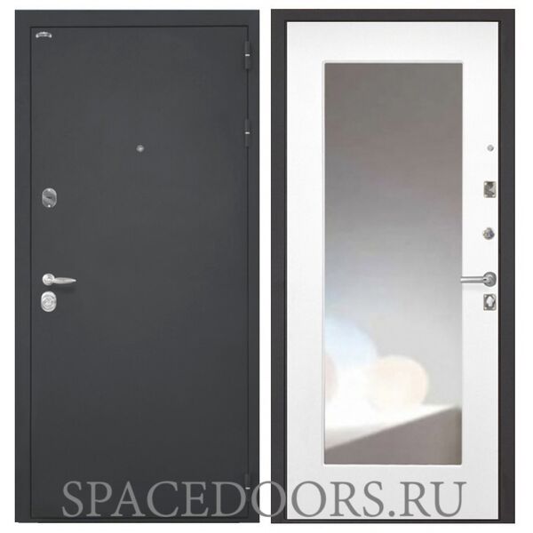 Входная дверь Интекрон КОЛИЗЕЙ белая матовая с зеркалом ФЛЗ-120-М
