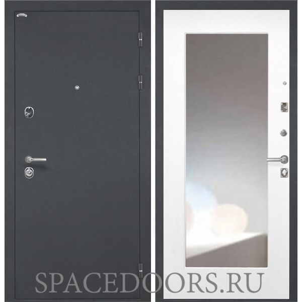 Входная дверь Интекрон ГРЕЦИЯ белая матовая с зеркалом ФЛЗ-120-М