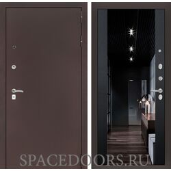 Входная дверь Лабиринт CLASSIC антик медный с Зеркалом тонированным Максимум - Черный кварц