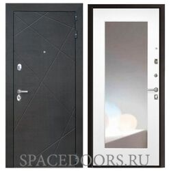 Входная дверь Интекрон Сенатор Лучи Белая матовая с зеркалом ФЛЗ-120-М