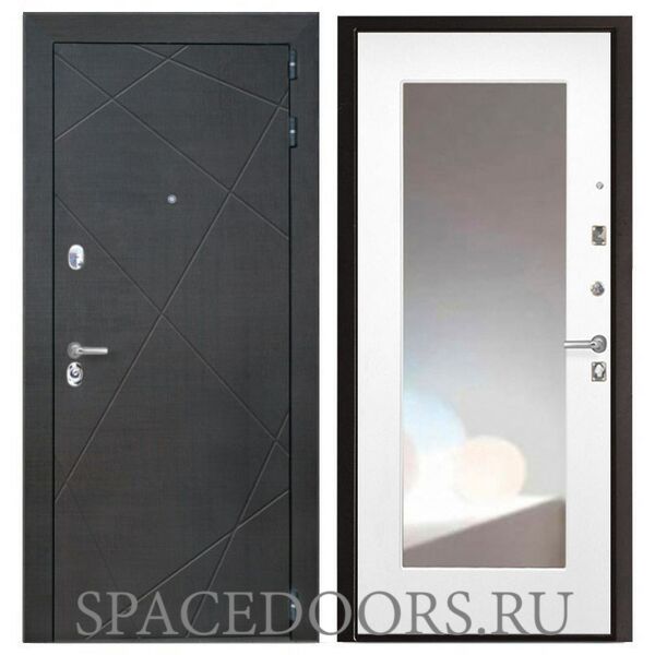Входная дверь Интекрон Сенатор Лучи Белая матовая с зеркалом ФЛЗ-120-М