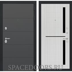 Входная дверь Лабиринт ART 02 - Сандал белый, стекло черное