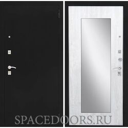 Входная дверь Ратибор Люкс Зеркало Черное серебро Сосна белая