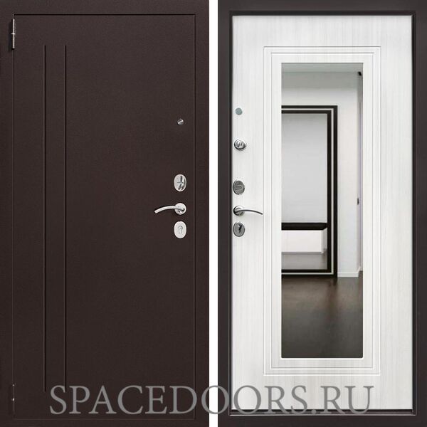 Входная дверь Альдорс Кова-7 С зеркалом белый сандал