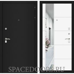 Входная дверь Лабиринт CLASSIC шагрень черная с Зеркалом 19 - Белый софт