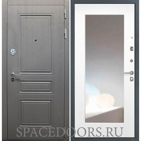 Входная дверь Интекрон Брайтон белая матовая с зеркалом ФЛЗ-120-М