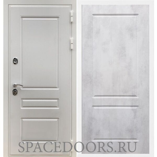 Входная дверь REX Премиум H белая фл-117 бетон светлый