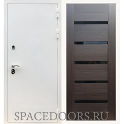 Входная дверь REX 5 белая шагрень сб-14 эковенге черное стекло