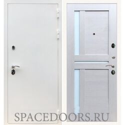 Входная дверь REX 5 белая шагрень сб-18 лиственница бежевая