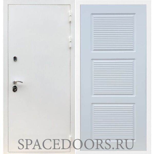 Входная дверь REX 5 белая шагрень ФЛ-1 силк сноу