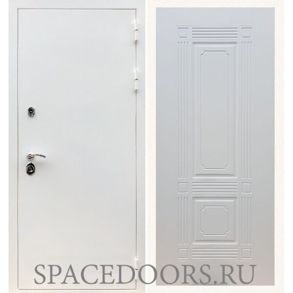 Входная дверь REX 5 белая шагрень ФЛ-2 ясень белый 6 мм