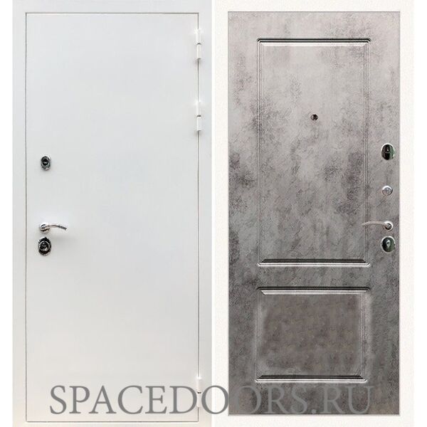 Входная дверь REX 5 белая шагрень ФЛ-117 бетон темный