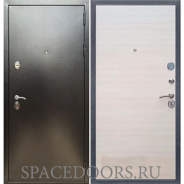 Входная дверь REX 5 (антик серебро) гладкая акация светлая
