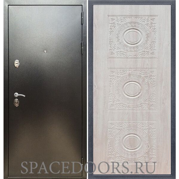 Входная дверь REX 5 (антик серебро) д-18 сосна белая