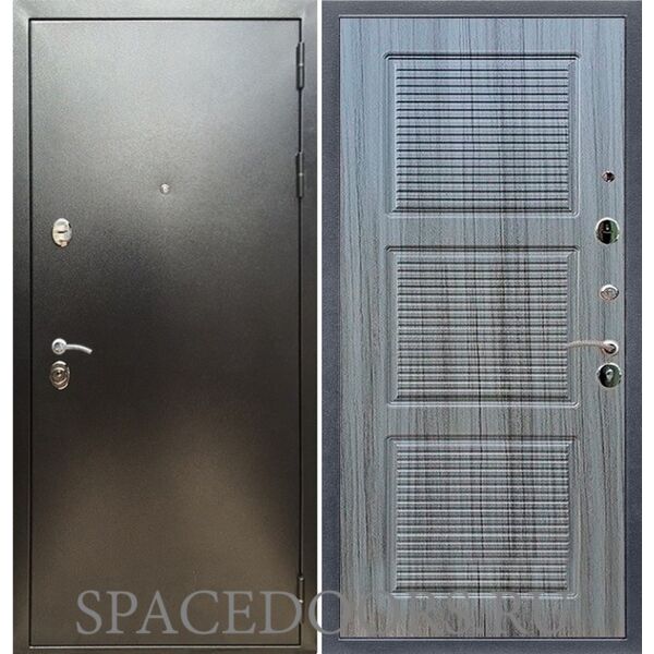 Входная дверь REX 5 (антик серебро) ФЛ-1 сандал серый