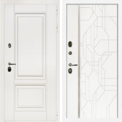 Входная дверь Афина Белый Мат + Эверест нерж белый матовый
