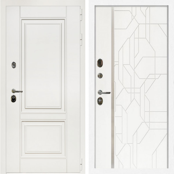 Входная дверь Афина Белый Мат + Эверест нерж белый матовый