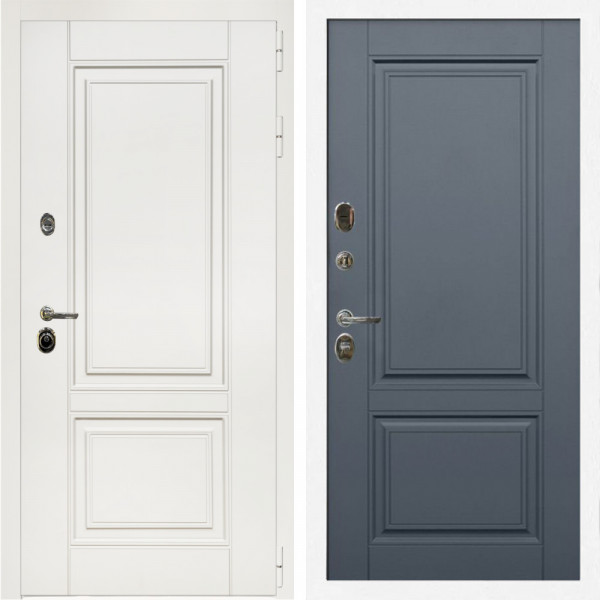 Входная дверь Афина Белый Мат + ФЛ-117 с полосками графит