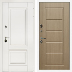 Входная дверь Афина Белый Мат + ФЛ-39 эко дуб