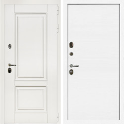 Входная дверь Афина Белый Мат + Гладкая белый матовый