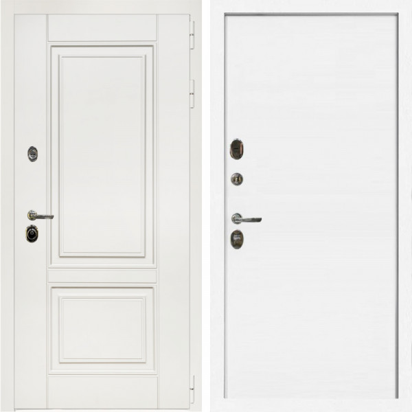 Входная дверь Афина Белый Мат + Гладкая белый матовый