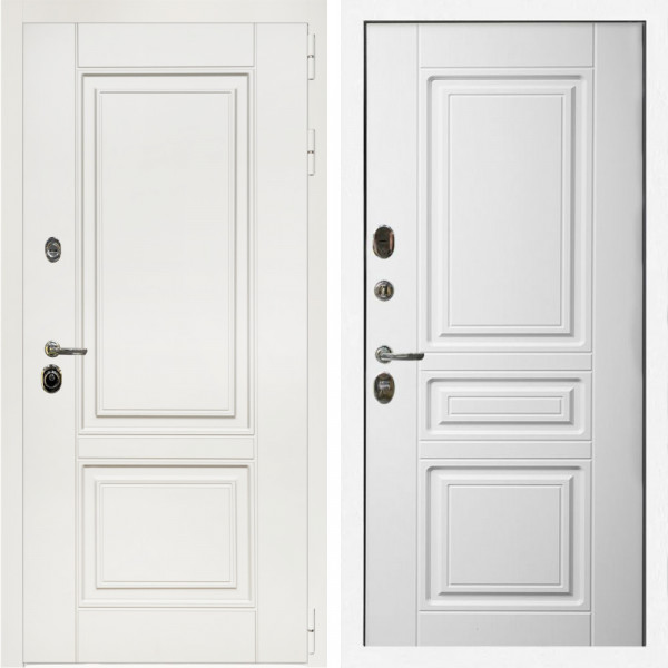 Входная дверь Афина Белый Мат + Классика белый матовый
