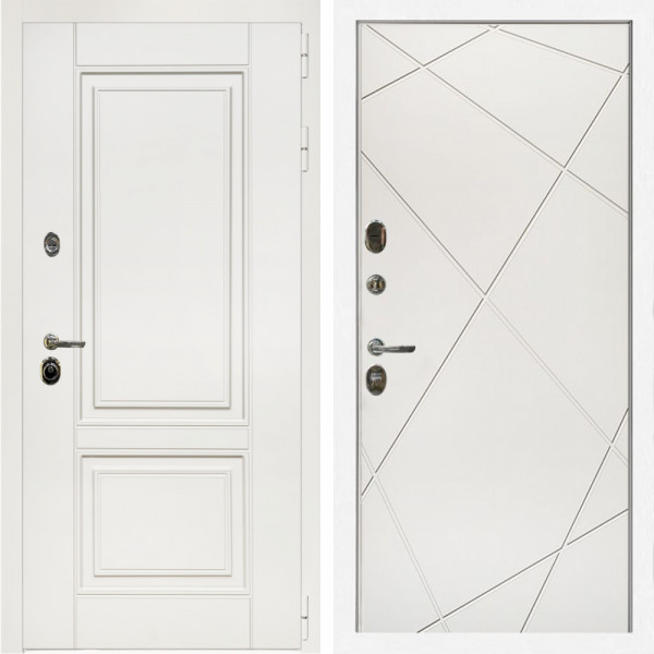 Входная дверь Афина Белый Мат + Лучи белый