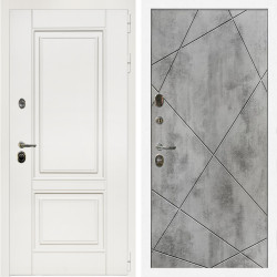 Входная дверь Афина Белый Мат + Лучи бетон светлый