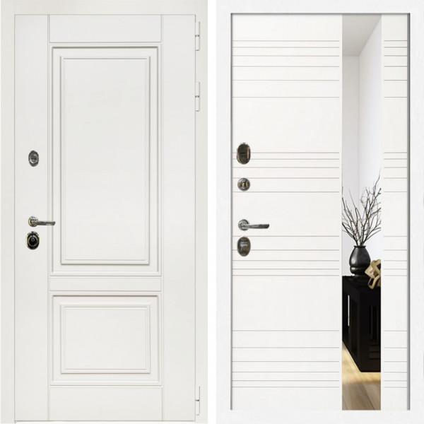 Входная дверь Афина Белый Мат + Сити белый матовый