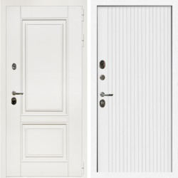 Входная дверь Афина Белый Мат + Вертикаль белый матовый