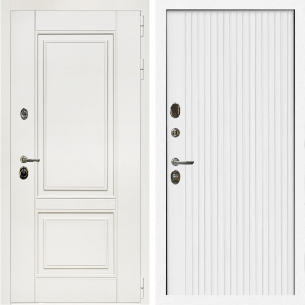 Входная дверь Афина Белый Мат + Вертикаль белый матовый