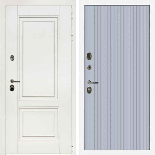 Входная дверь Афина Белый Мат + Вертикаль Силк маус