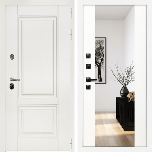 Входная дверь Афина Белый Мат + Зеркало сб-16 белый матовый