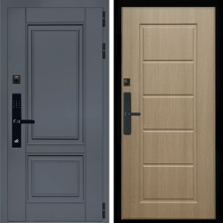 Входная дверь Афина Графит SMART + ФЛ-39 эко дуб