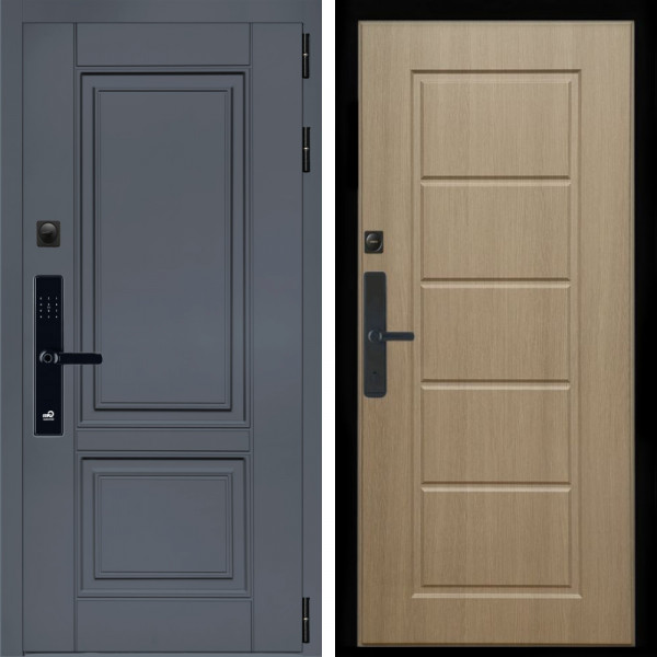 Входная дверь Афина Графит SMART + ФЛ-39 эко дуб