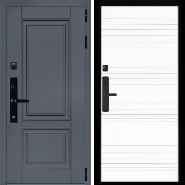 Входная дверь Афина Графит SMART + Горизонт дуб кантри