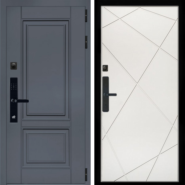 Входная дверь Афина Графит SMART + Лучи белый