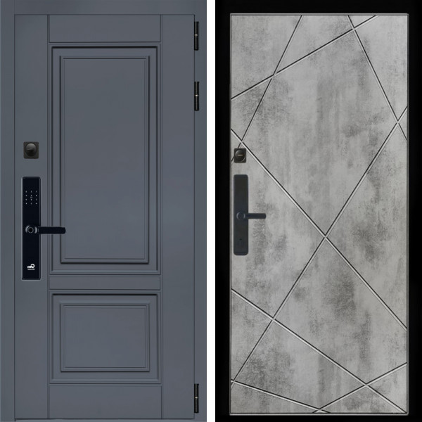 Входная дверь Афина Графит SMART + Лучи бетон светлый