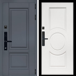Входная дверь Афина Графит SMART + МС-100 белый матовый