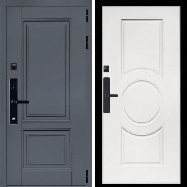 Входная дверь Афина Графит SMART + МС-100 белый матовый